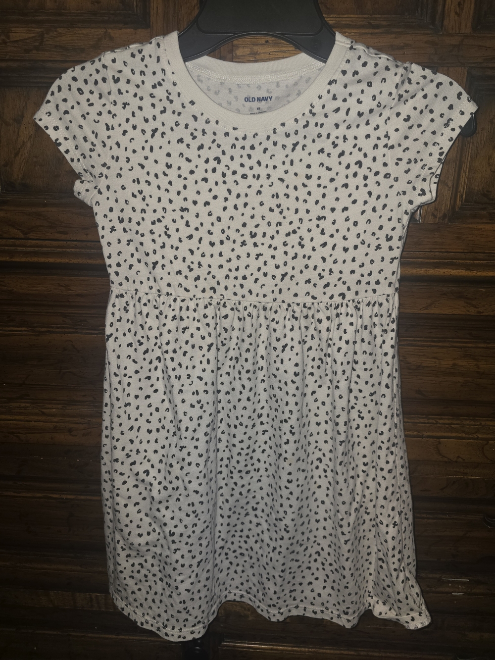 Old Navy White Dress with Black Spot Print